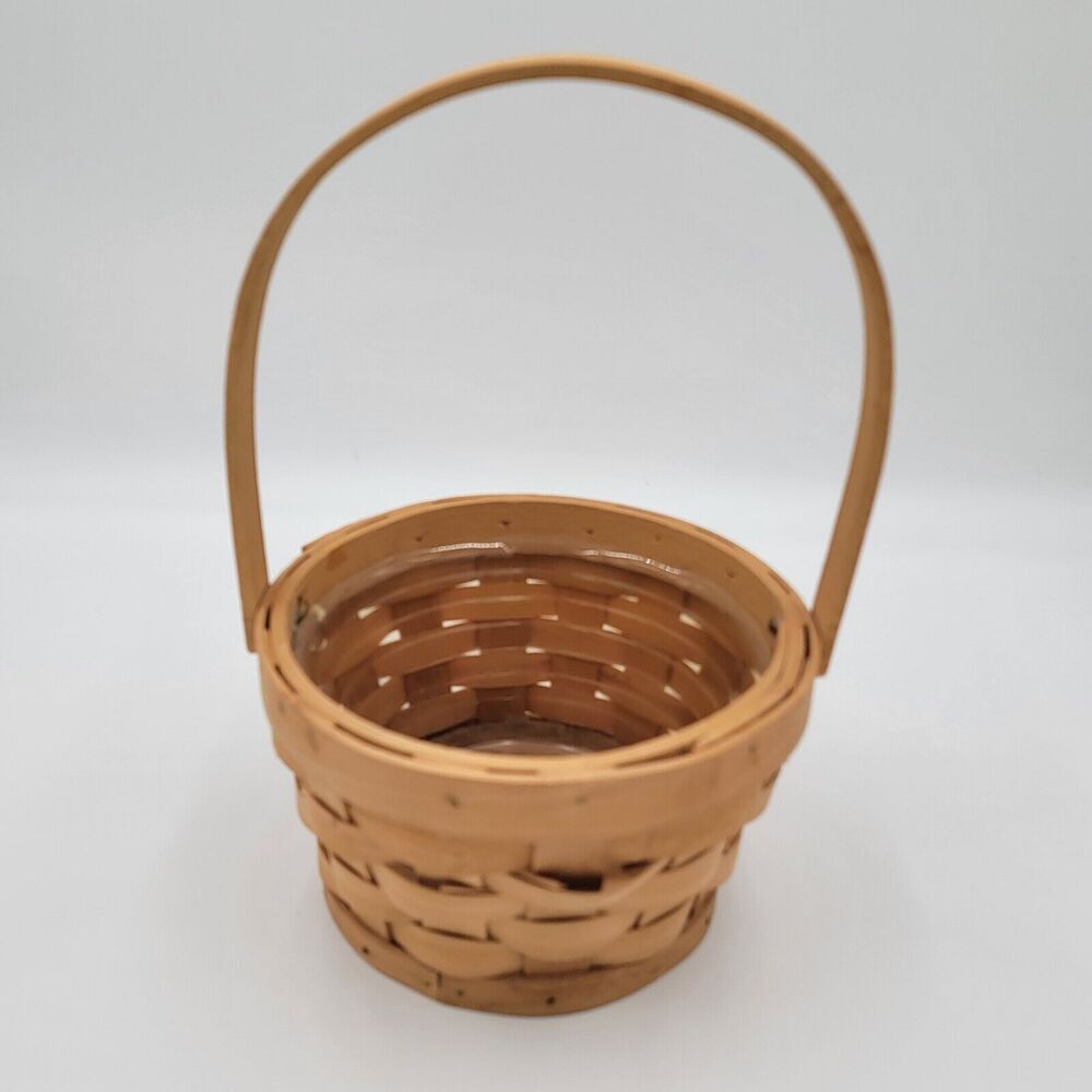 Light Wooden Woven Basket Plastic Lining Plants Floral Bouquet Candy Bouquet